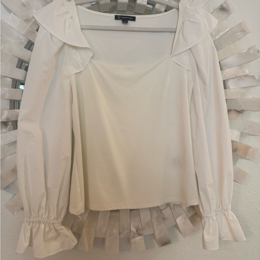 Statement Sleeve White Women's Blouse